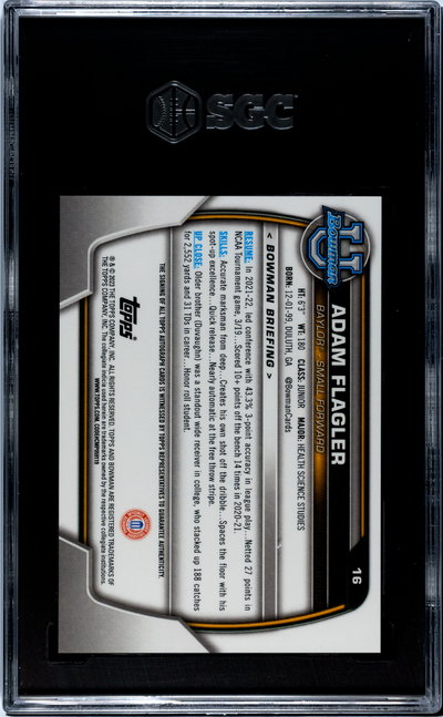 2022-23 Bowman U Chrome Adam Flagler #16 Auto SGC 9 Auto 10