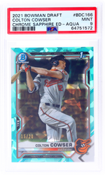 2021 Bowman Draft Chrome Sapphire Colton Cowser #BDC166 /20 PSA 9
