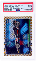 2021 Topps Chrome F1 Gold Checker Theo Pourchaire #136 /50 PSA 9