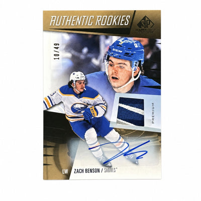 2023 Upper Deck SP Game-Used Zach Benson Rookie Patch Auto /49