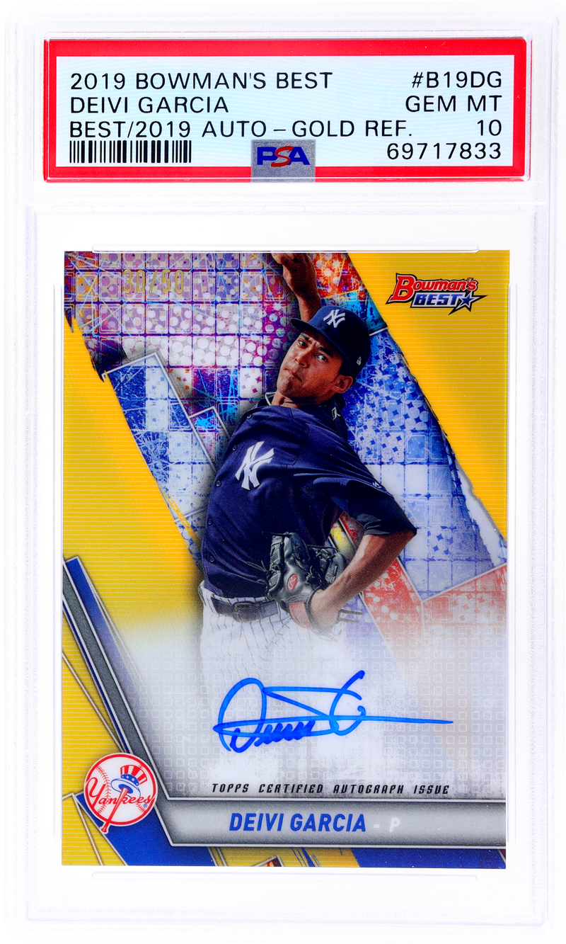 2019 Topps Bowman's Best Gold Refractor Deivi Garcia #B19DG Auto /50 PSA 10
