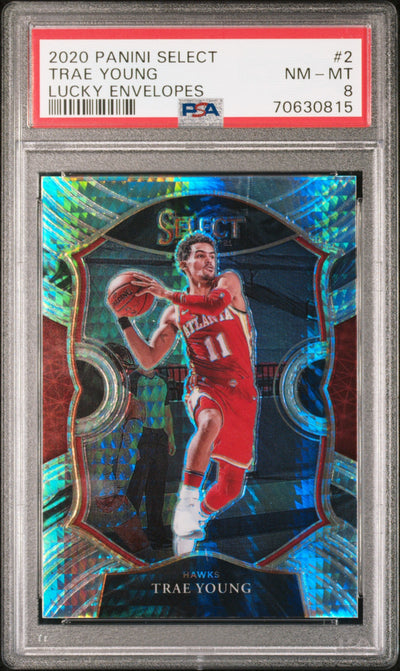 2020 Panini Select Lucky Envelopes Trae Young #2 /8 PSA 8