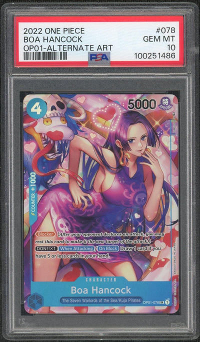 2022 One Piece Romance Dawn Alternate Art Boa Hancock #OP01078 PSA 10