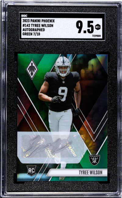 2023 Panini Phoenix Green Tyree Wilson #142 RC Auto /10 SGC 9.5