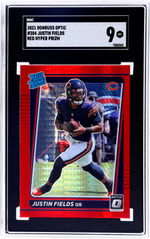 2021 Donruss Optic Red Hyper Prizm Justin Fields #204 RC SGC 9