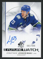 2024 Upper Deck SP Authentic 199 Jonathan Lekkerimaki Future Watch /999 Canucks Auto