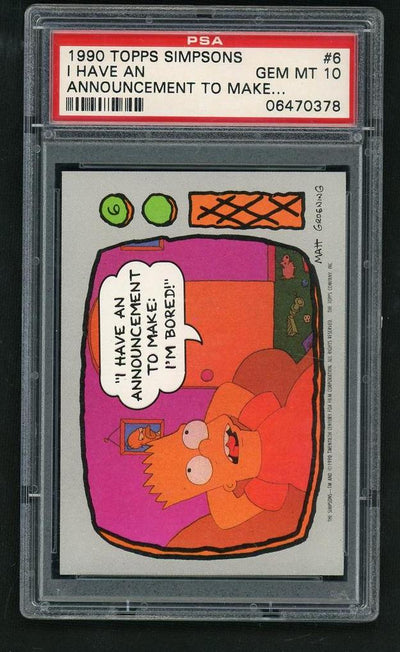 1990 the Simpsons I Have An Announcement To Make #6 PSA 10