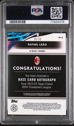 2021 Topps Finest UEFA Champions League Autographs Neon Green Refractor Rafael Leao #BALE /99 PSA 9