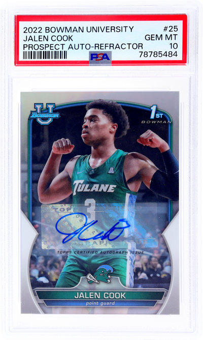 2022 Bowman University Refractor Jalen Cook #25 Auto /499 PSA 10