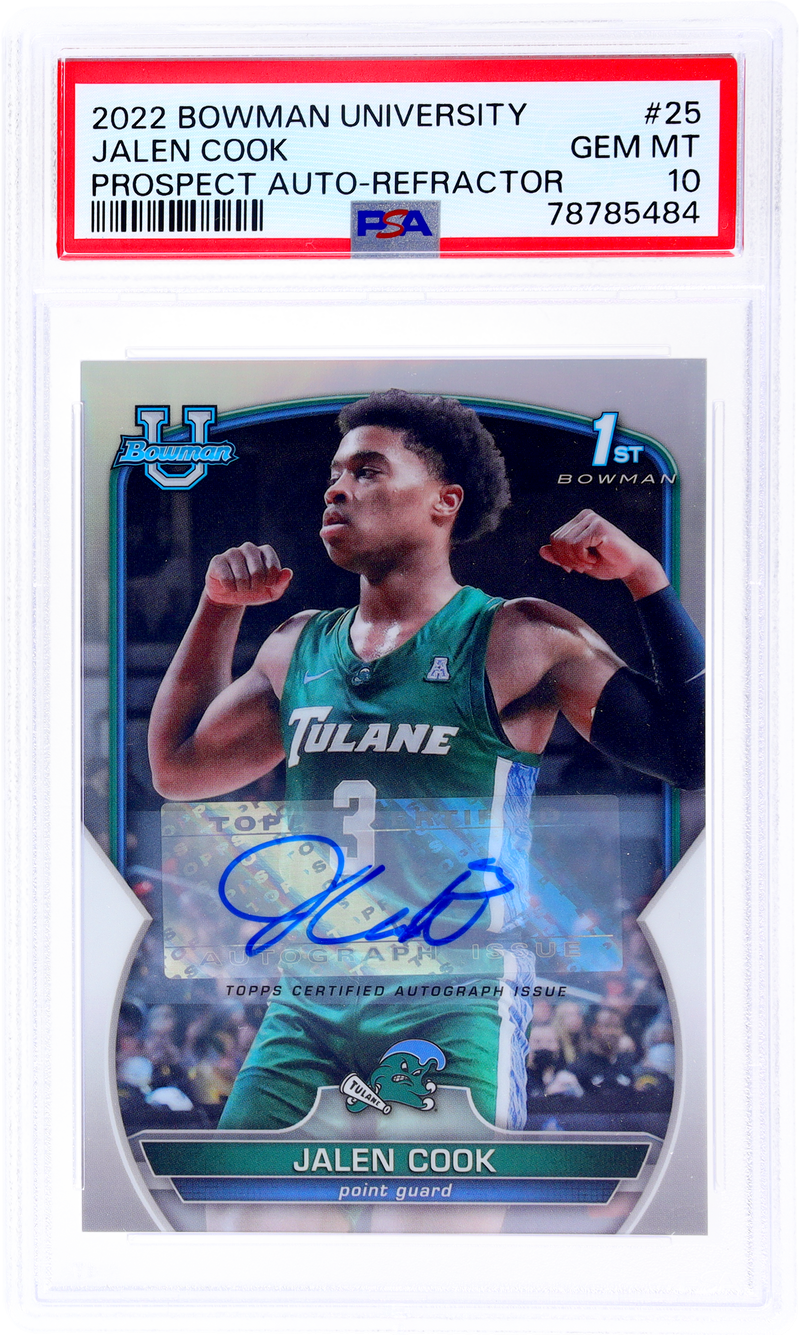 2022 Bowman University Refractor Jalen Cook #25 Auto /499 PSA 10