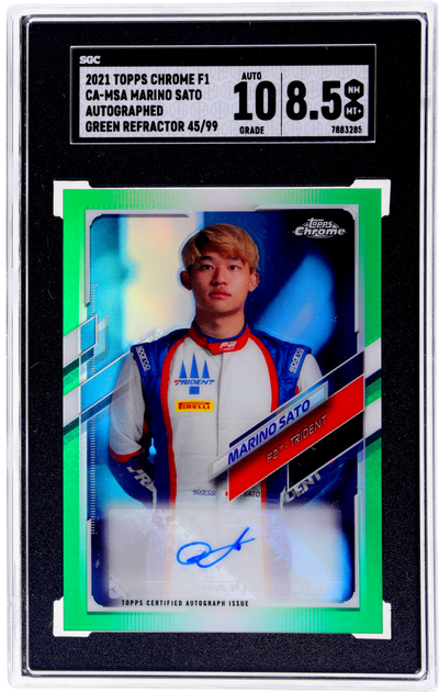 2021 Topps Chrome F1 #CA-MSA Marino Sato Auto. Green Ref. 45 SGC 8.5