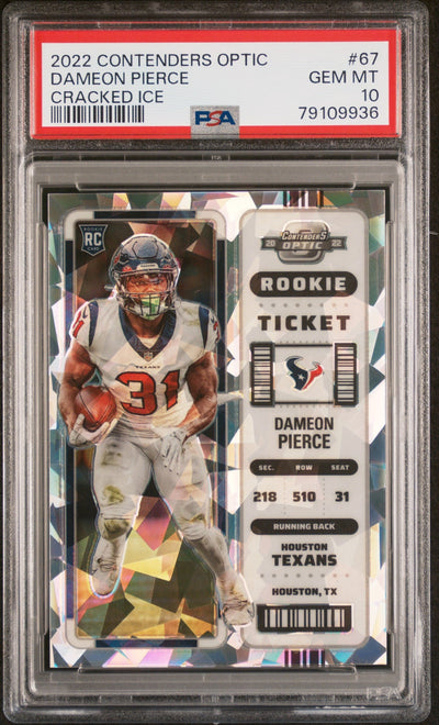 2022 Panini Contenders Optic Cracked Ice Dameon Pierce #67 /22 PSA 10