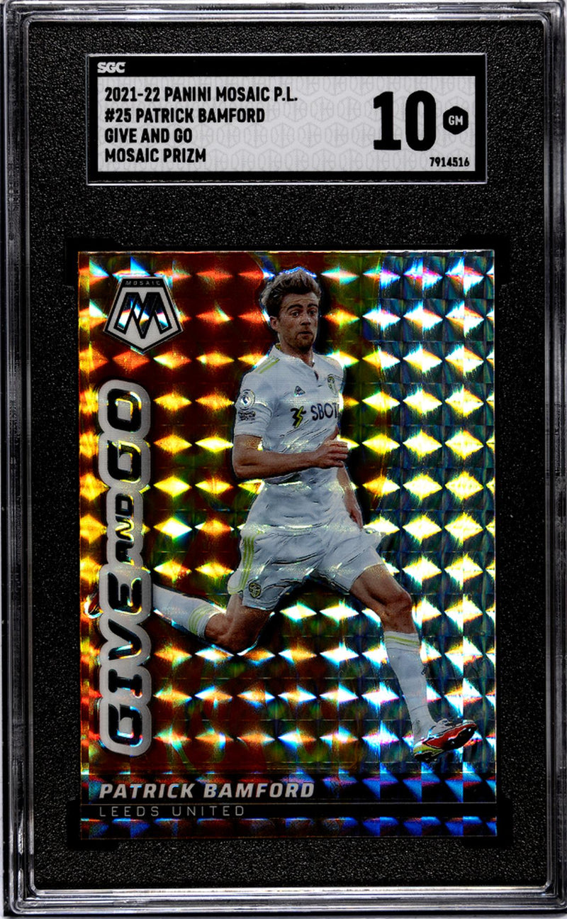 2021-22 Panini Mosaic Premier League #25 Patrick Bamford Give And Go Mosaic Prizm SGC 10