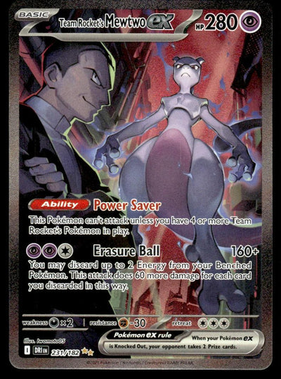 2023 Nintendo Pokémon 231/182 Mewtwo Team Rocket's Mewtwo EX Team Rocket