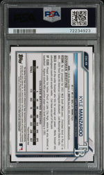 2021 Bowman Draft Chrome Autograph Blue Refractor Kyle Manzardo #CDAKM /150 PSA 10
