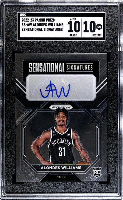 2022-23 Panini Prizm Sensational Signatures Alondes Williams #SS-AW RC Auto SGC 10 Auto 10