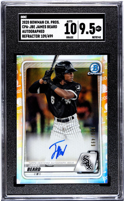 2020 Bowman Chrome Refractor James Beard #CPA-JBE Auto /499 SGC 9.5 Auto 10