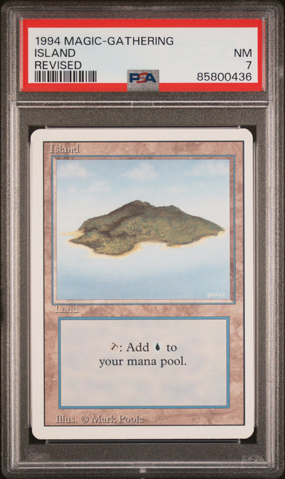 1994 Magic The Gathering Revised Edition Island PSA 7