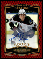 2023 Upper Deck Stature 36 Logan Cooley Auto Red Rookie /99 Coyotes