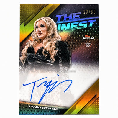 2025 Topps The Finest WWE Tiffany Stratton Gold Refractor Auto /50