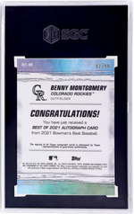 2021 Bowman's Best Best of '21 Benny Montgomery #B21-BM /99 Auto SGC 10