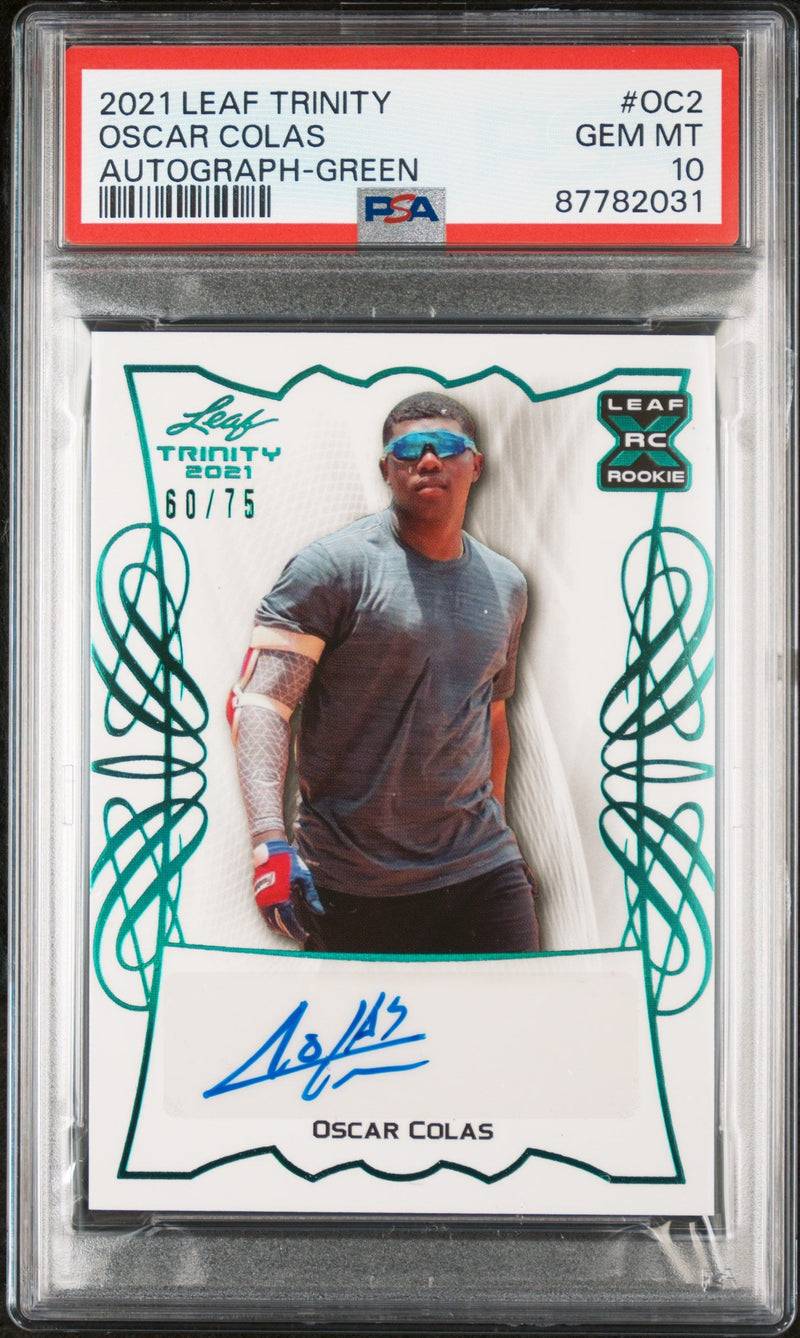 2021 Leaf Trinity Green Oscar Colas #OC2 RC Auto /75 PSA 10