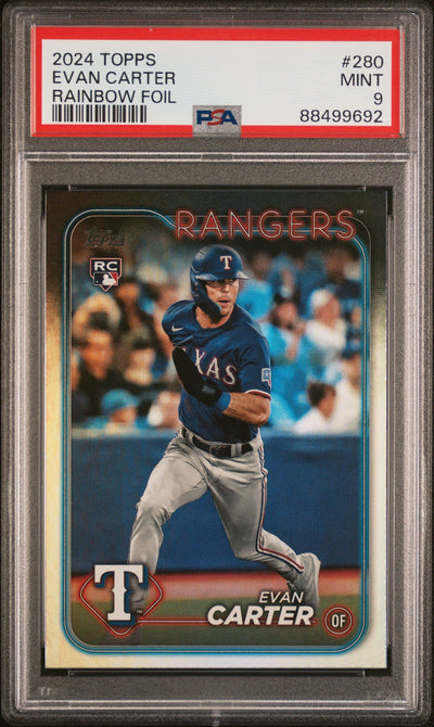 2024 Topps Rainbow Foil Evan Carter #280 Rookie RC PSA 9