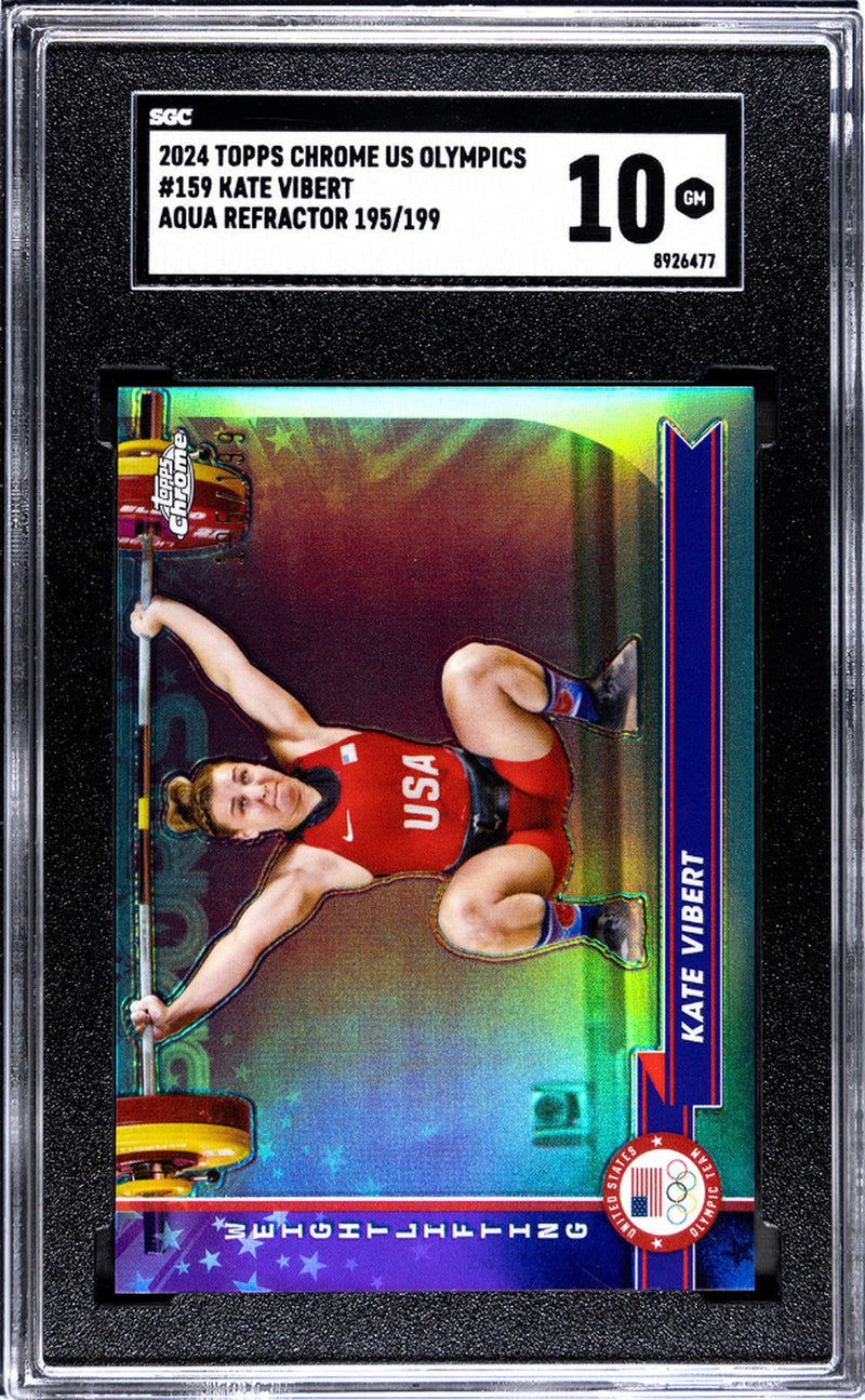 2024 Topps Chrome US Olympics Aqua Refractor Kate Vibert #159 /199 SGC 10