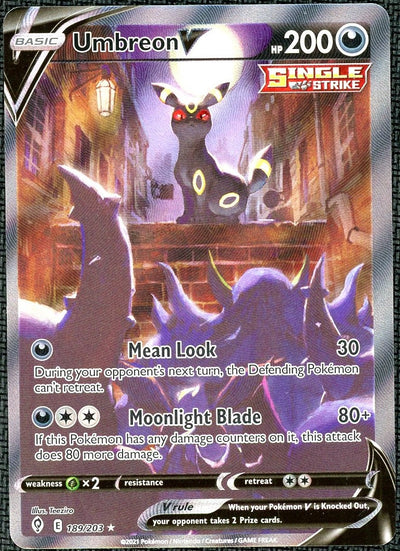 2021 Pokemon SWSH Evolving Skies Umbreon V #189/203