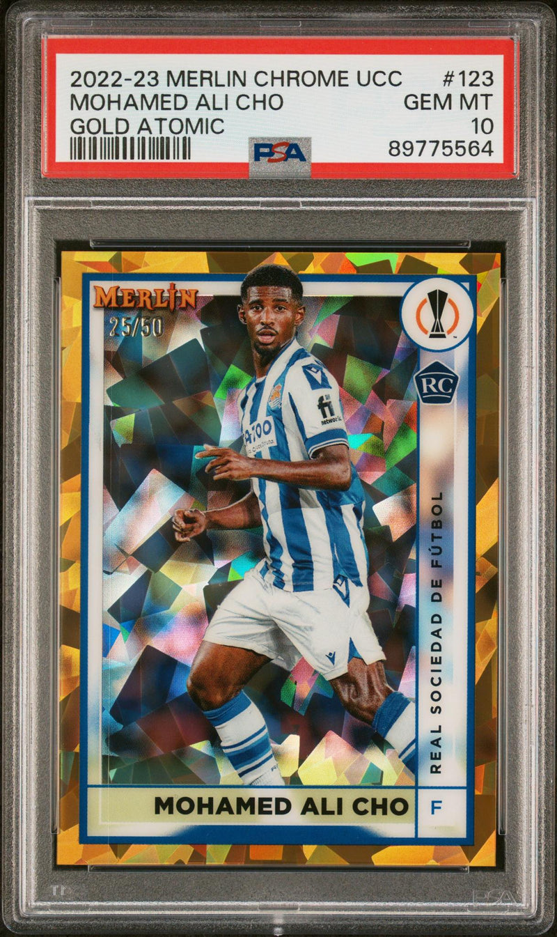 2022 Merlin #123 Mohamed Ali Cho Gold Atomic /50 PSA 10