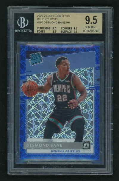 2020 Panini Donruss Optic 180 Desmond Bane Blue Velocity Blue Rookie Beckett 9.5 Gem Mint Memphis Grizzlies