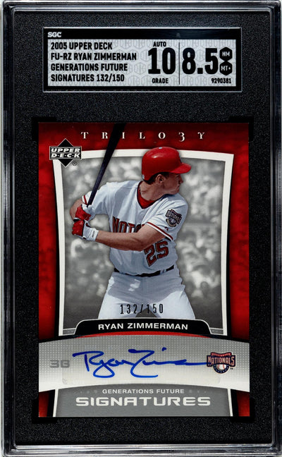 2005 Trilogy #FU-RZ Ryan Zimmerman Generations Future Signatures /150 SGC 8.5