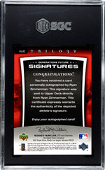 2005 Trilogy #FU-RZ Ryan Zimmerman Generations Future Signatures /150 SGC 8.5