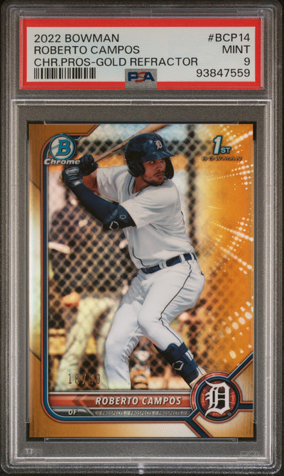 2022 Bowman Chrome Prospects Gold Refractor Roberto Campos #BCP-14 /50 PSA 9