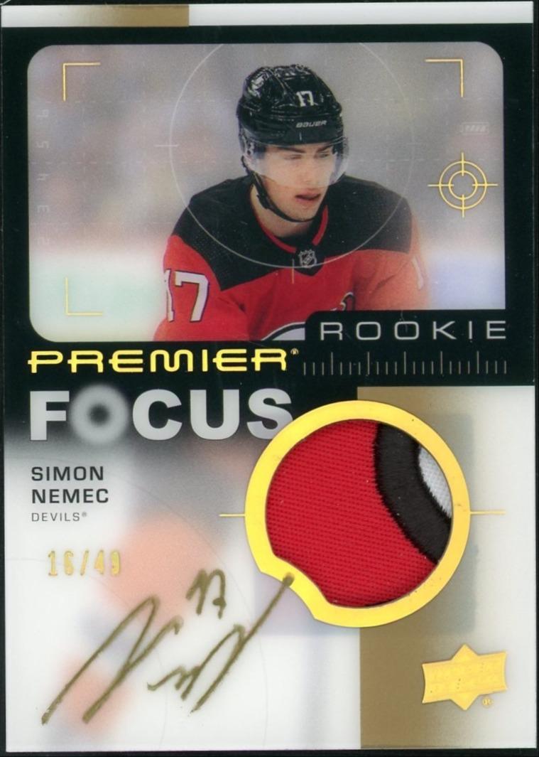2023 Upper Deck Premier Focus Simon Nemec Patch Auto /49