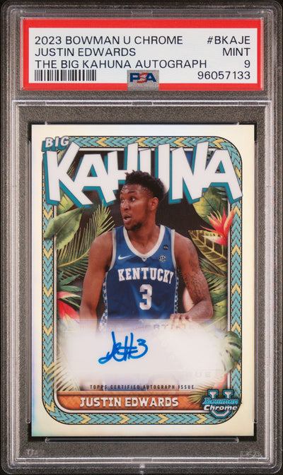 2023 Bowman University Chrome the Big Kahuna Autographs Justin Edwards #BKAJE /150 PSA 9