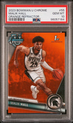 2023 Bowman University Chrome Orange Refractor Malik Hall #55 /25 PSA 10