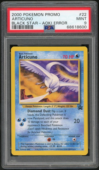 2000 Pokemon Black Star Promos the Power of One Error Illustrator Articuno #22 PSA 9