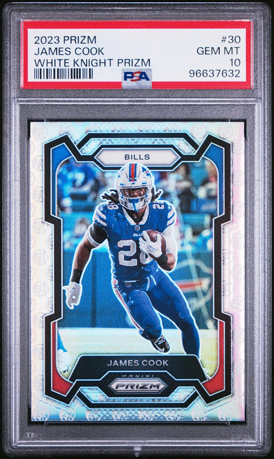 2023 Panini Prizm White Knight Prizm James Cook #30 /3 PSA 10