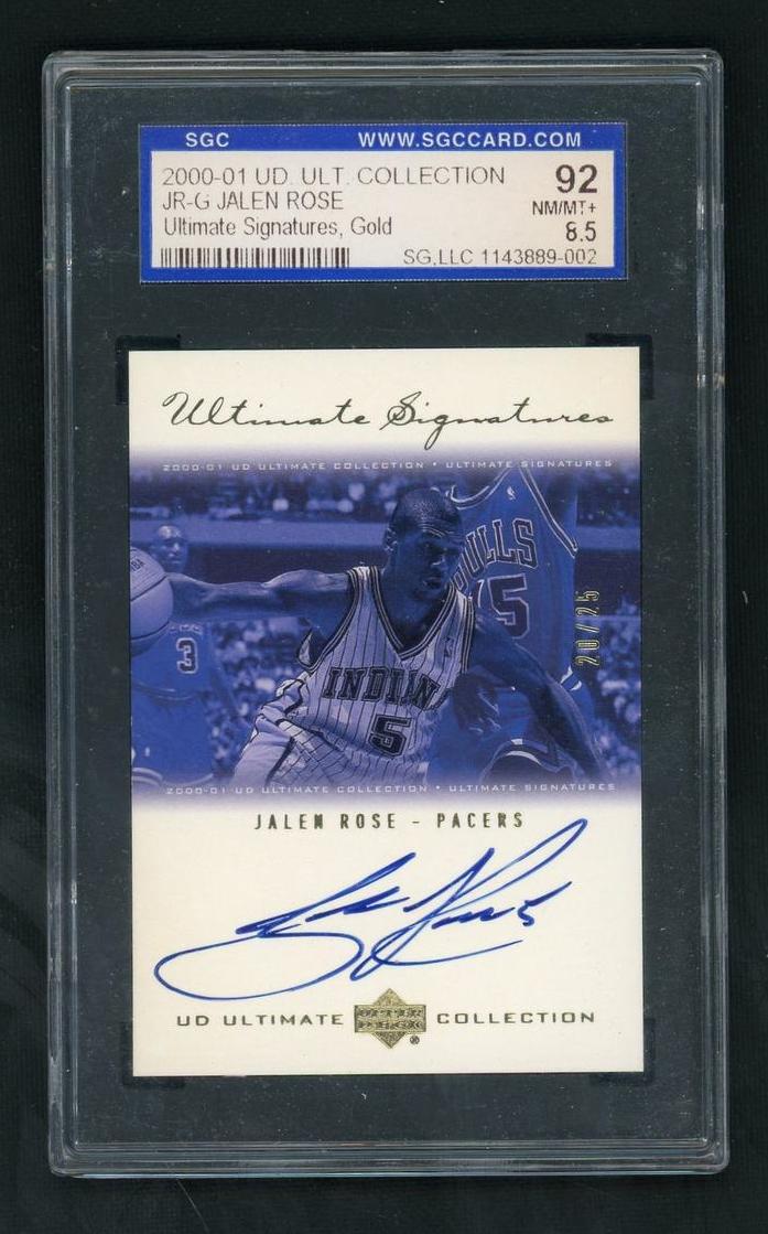 2000 Upper Deck Ultimate Collection JR-G Jalen Rose Ultimate Signatures Gold SGC 92 NM/MT+ Pacers Auto