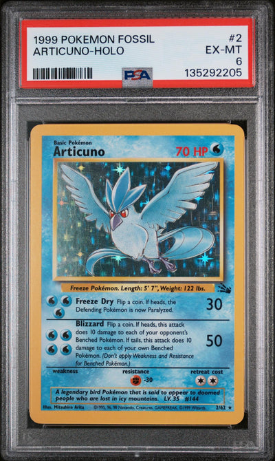 1999 Pokemon Fossil Holo Articuno #2 PSA 6