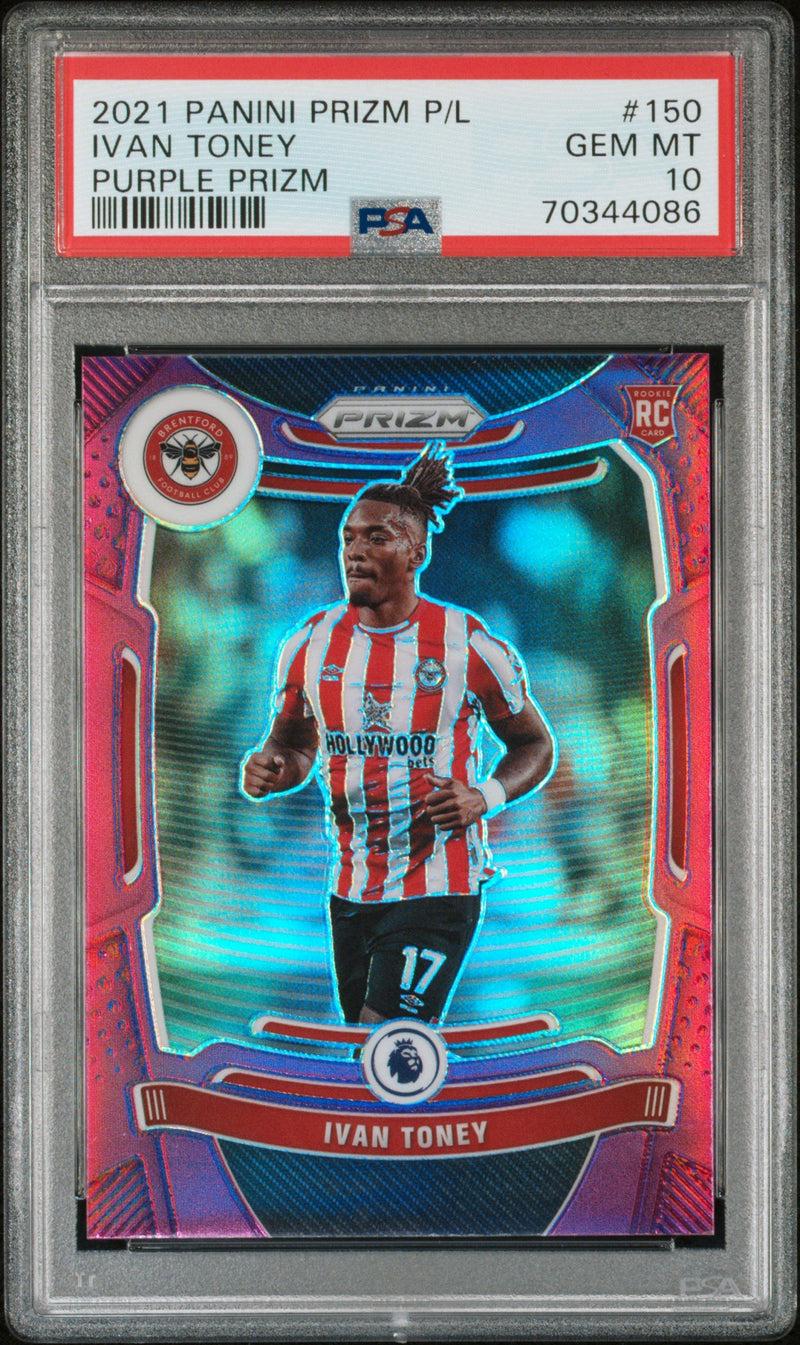 2021 Panini Prizm English Premier League Prizms Purple Ivan Toney #150 /99 PSA 10 70344086