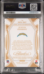 2024 Panini Flawless Dual Patch Autograph Sapphire Justin Herbert #DPA-JHT /10 PSA 8