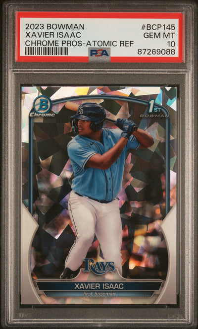 2023 Bowman Chrome Prospect Atomic Refractor Xavier Isaac #BCP145 PSA 10