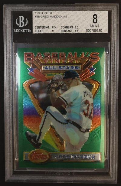 1993 Topps Finest 85 Greg Maddux Baseball's Finest All Stars Beckett 8 VG Braves