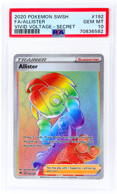 2020 Pokemon Sword and Shield Vivid Voltage Secret Rare Allister #192 PSA 10