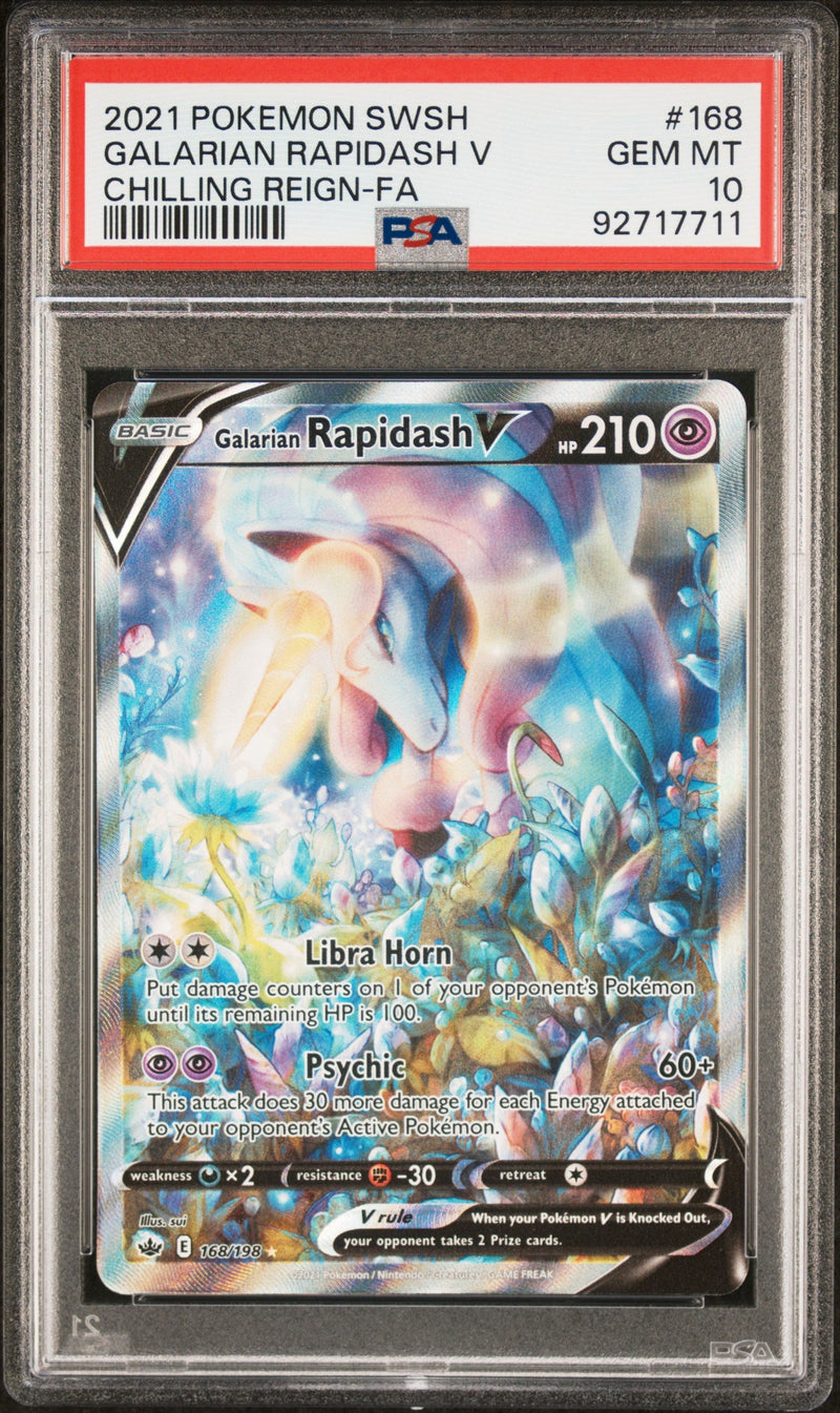2021 Pokemon Sword and Shield Chilling Reign Galarian Rapidash V #168 PSA 10