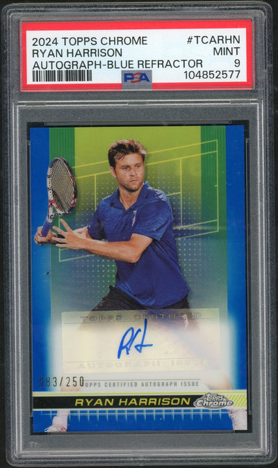 2024 Topps Chrome Tennis Blue Refractor Ryan Harrison #TCA-RHN Auto /250 PSA 9